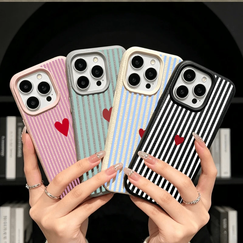 Realme Note 50 - Colorful Striped Heart Case For Realme