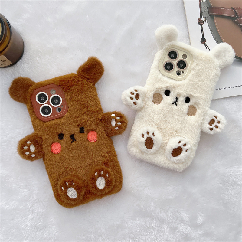 Korean 3D Cartoon Bear Fluffy  - đánh giá và giá Phone Cases Iphone 12