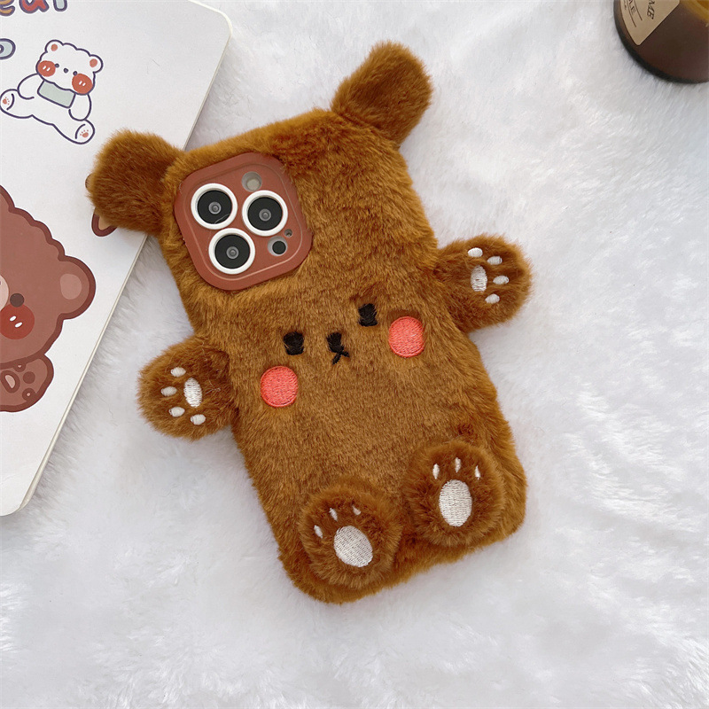 Korean 3D Cartoon Bear Fluffy  - đánh giá và giá Phone Cases Iphone 12