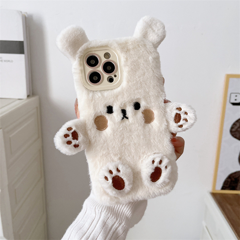 Korean 3D Cartoon Bear Fluffy  - đánh giá và giá Phone Cases Iphone 12