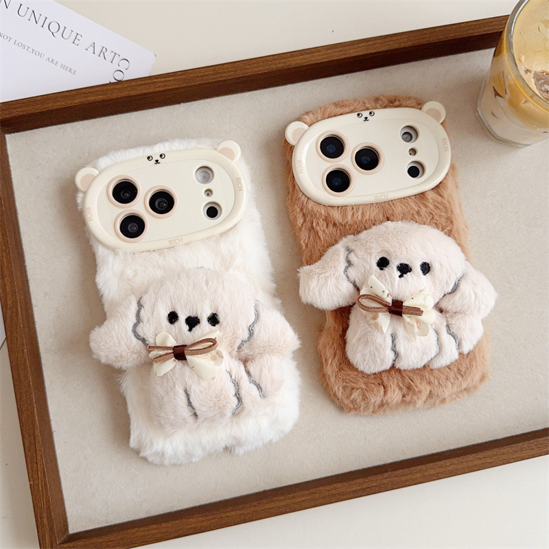 3D Cartoon Bowknot Puppy Warm  - đánh giá và giá Phone Cases Iphone 12