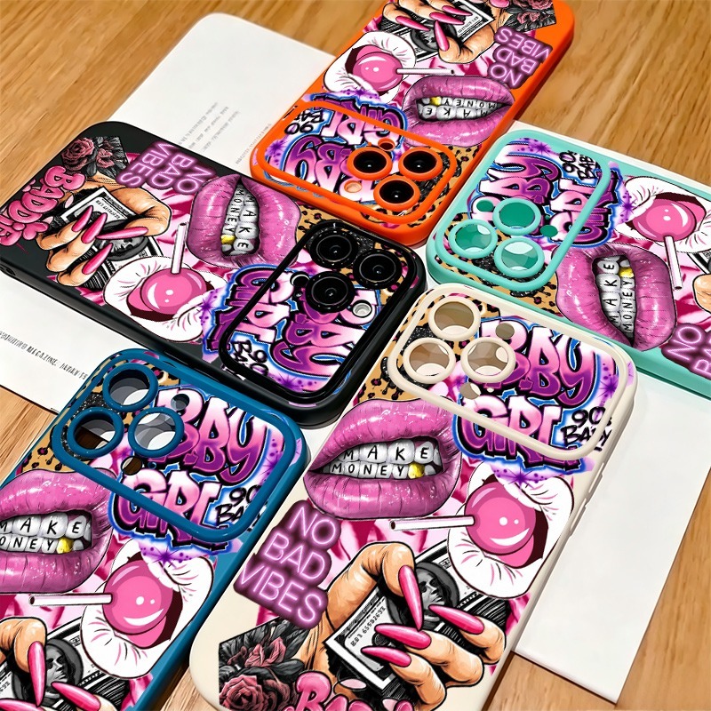 Hip Hop Pink Lips Baby Girl Gr - đánh giá và giá Phone Cases Cool Girl