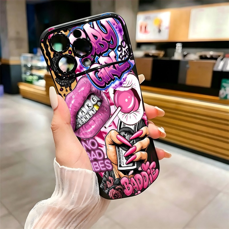 Hip Hop Pink Lips Baby Girl Gr - đánh giá và giá Phone Cases Cool Girl